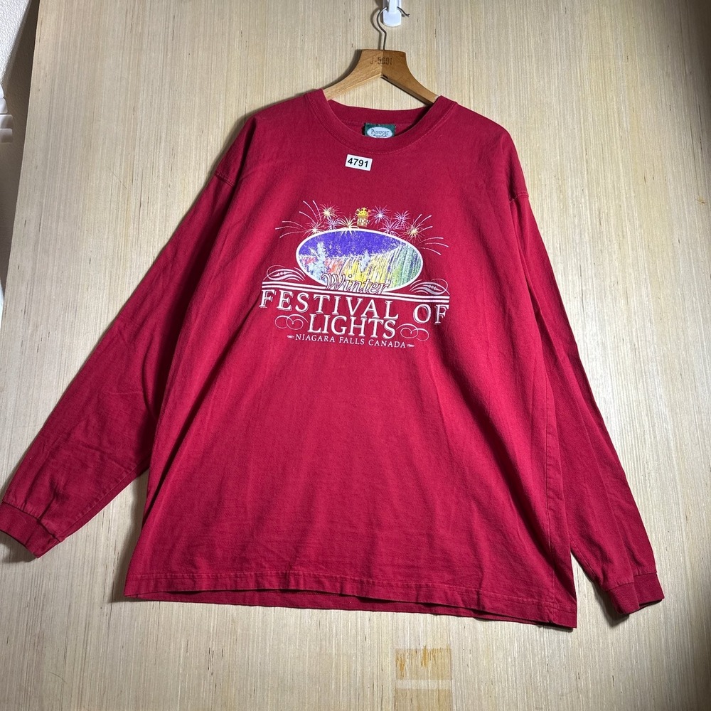 Vintage Niagara Falls Canada Shirt Mens Large Red Long Sleeve Red Winter 90s